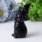 3.5" Black Obsidian Cat with Witch's Hat Crystal Carvings Wholesale Crystals