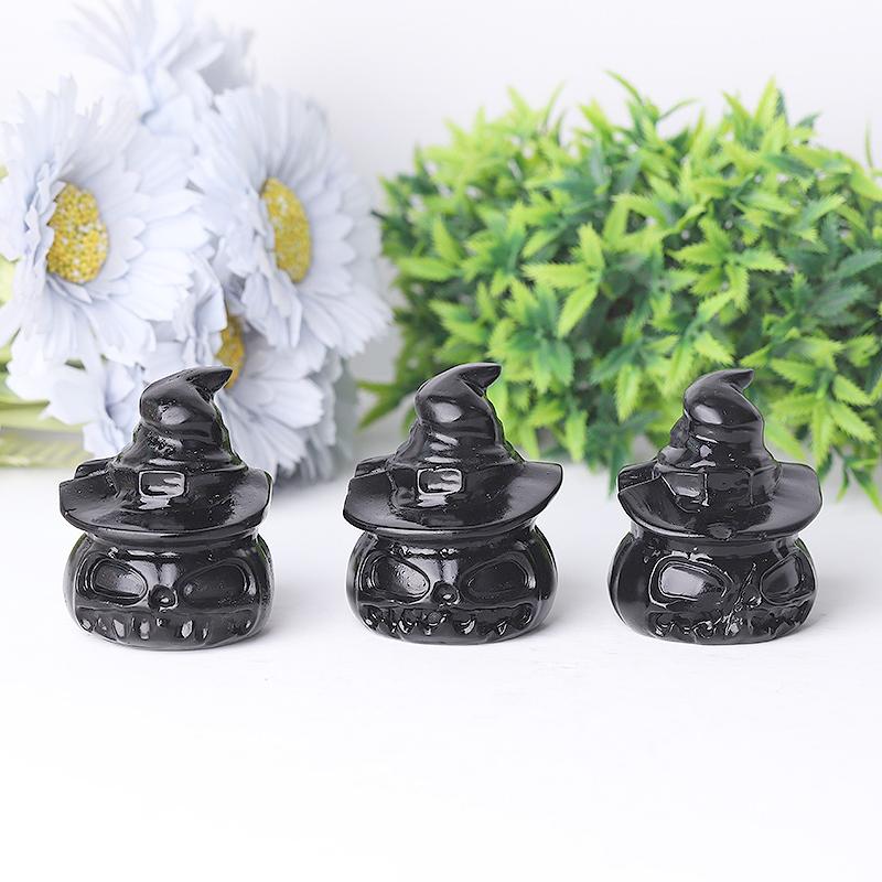 2.2" Black Obsidian Pumpkin Crystal Carvings for Halloween Wholesale Crystals