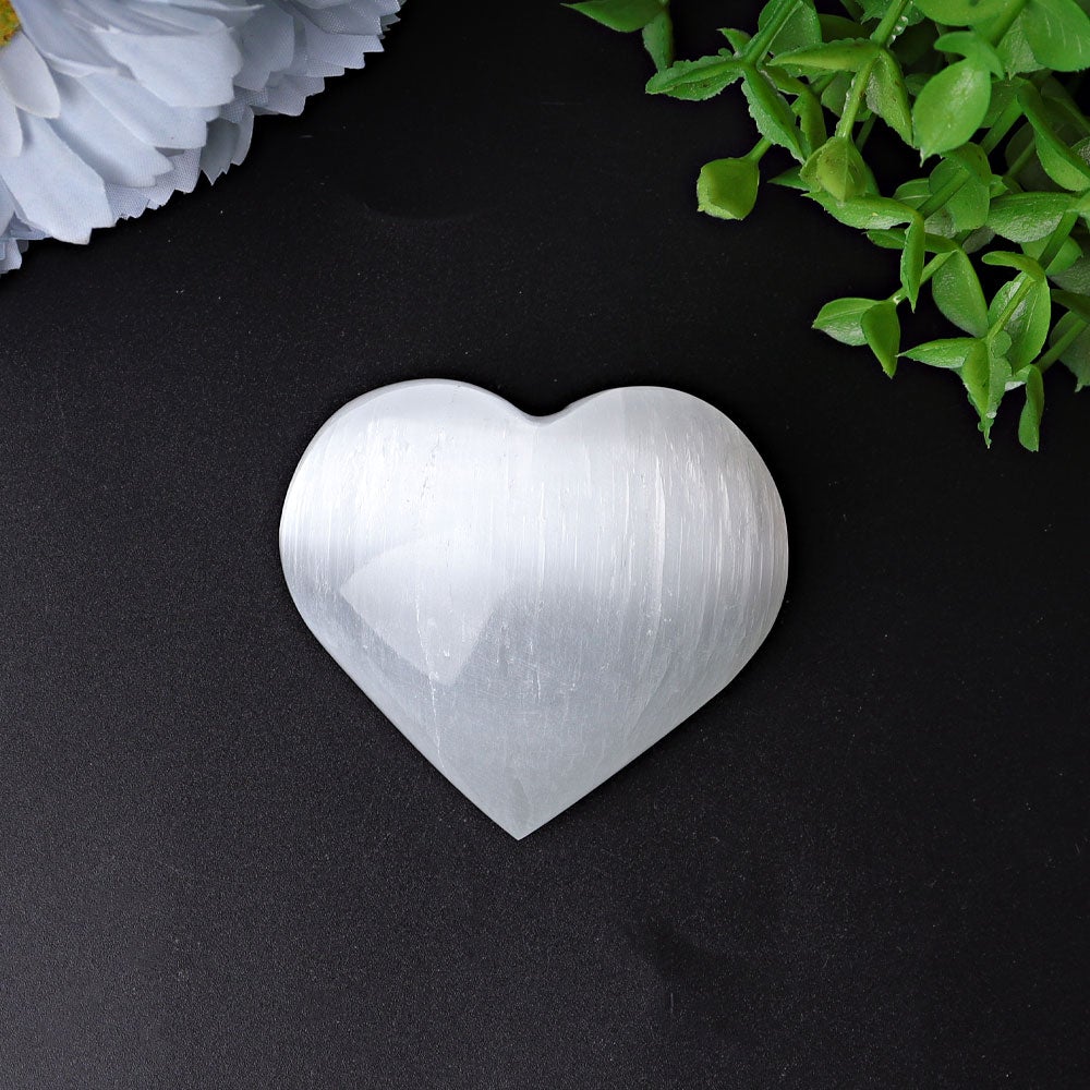 1.7"-2.8" Selenite Heart Crystal Carvings Wholesale Crystals