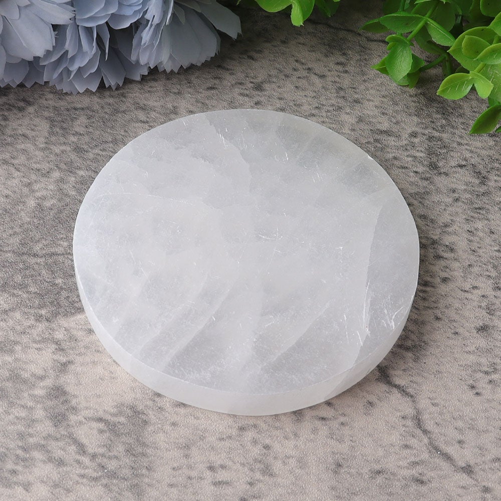 4" Selenite Coaster with Printing Wholesale Crystals