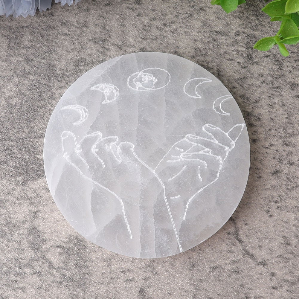 4" Selenite Coaster with Printing Wholesale Crystals