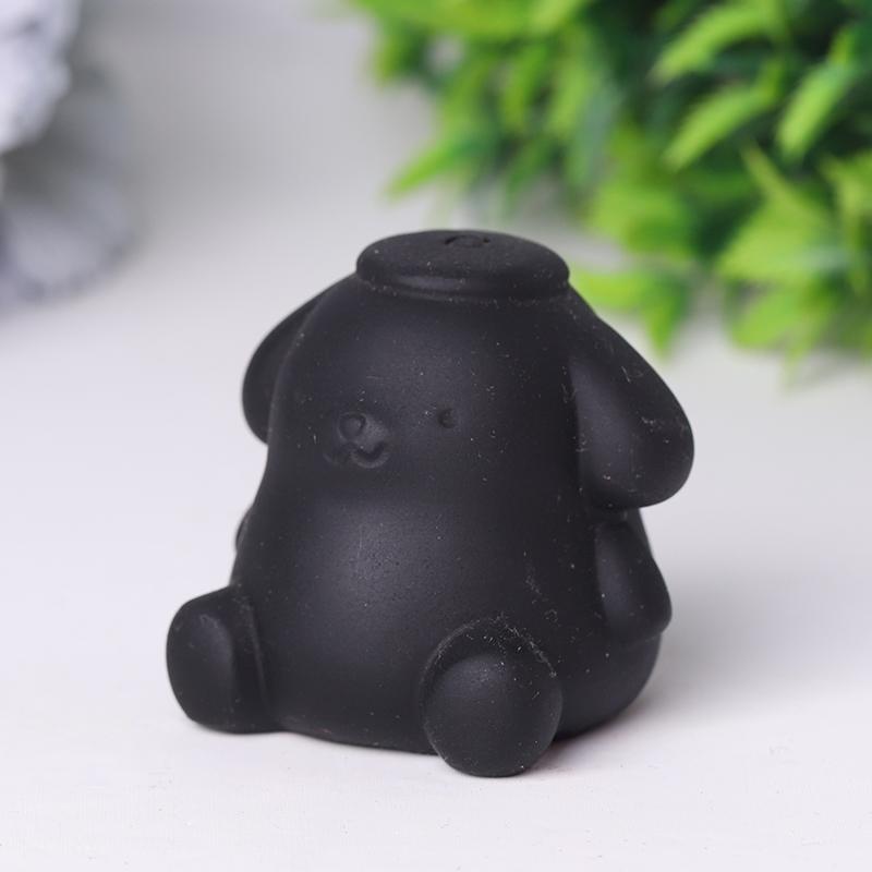 Black Obsidian Pompom Purin Crystal Carvings Wholesale Crystals