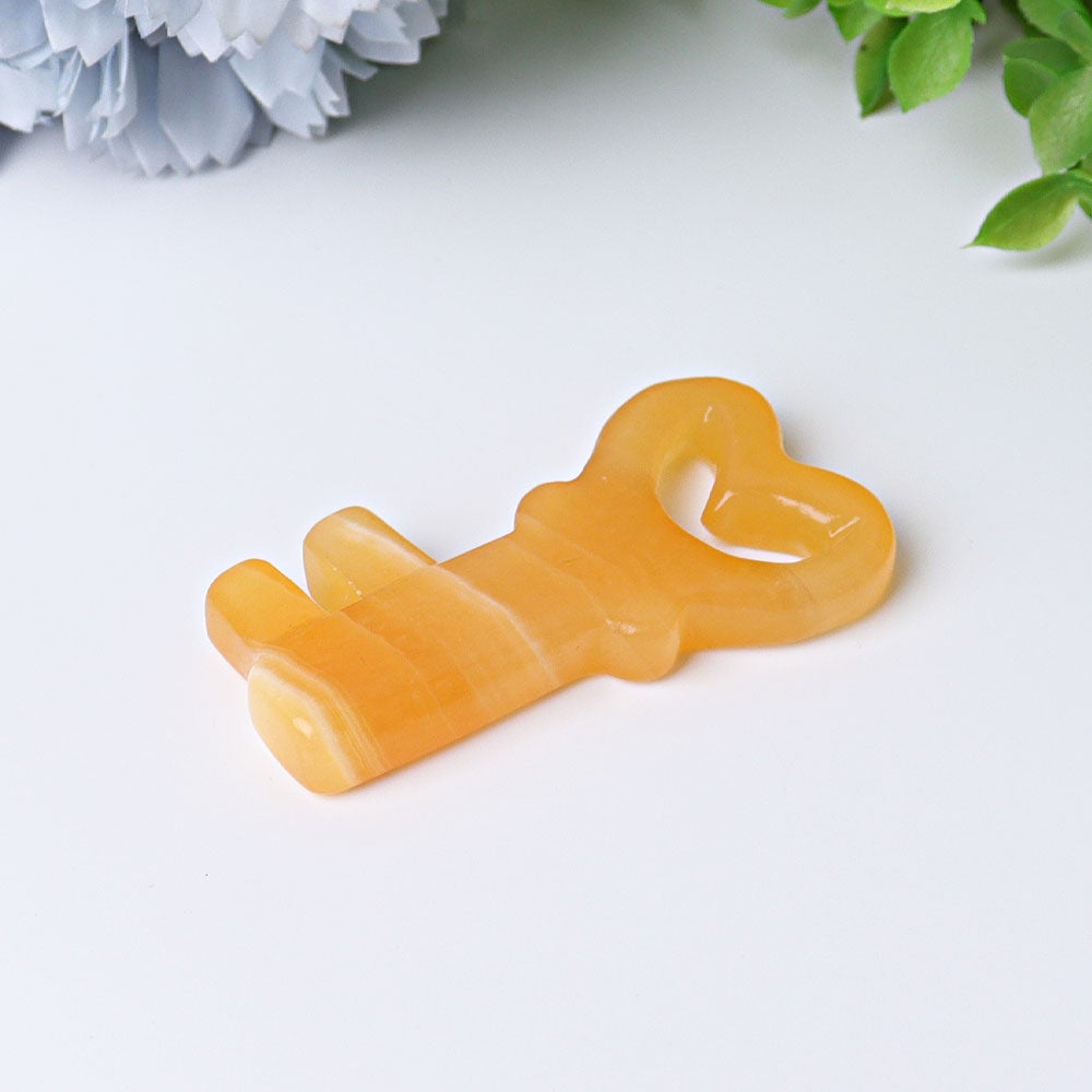 2.3" Orange Calcite Heart Key Crystal Carvings Wholesale Crystals