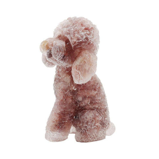 Resin Dog Figurines with Strawberry Gravel Toy Poodle for Kids Gifts Wholesale Crystals