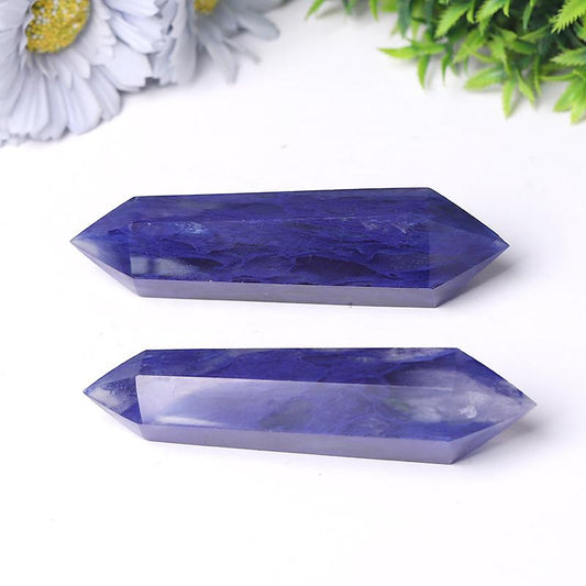 Blue Smelting Quartz Double Terminated Point Wholesale Crystals