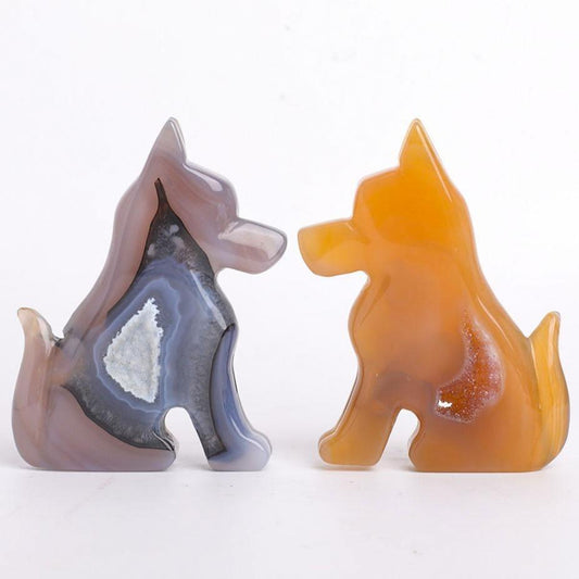 Druzy Agate Dog Carvings Wholesale Crystals