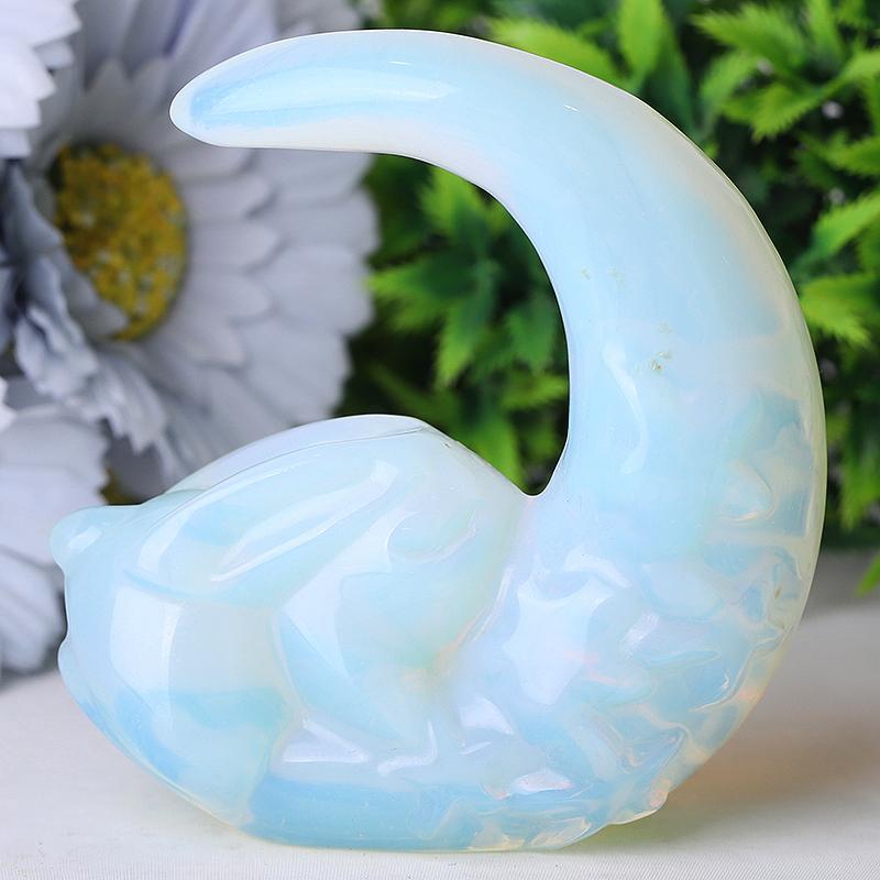 3" Opalite Moon with Rabbit Crystal Carvings Wholesale Crystals