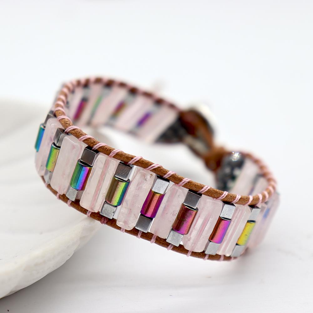 Natural Crystal Healing Bracelets Leather Wrap adjustable Bracelet Jewelry Wholesale Crystals