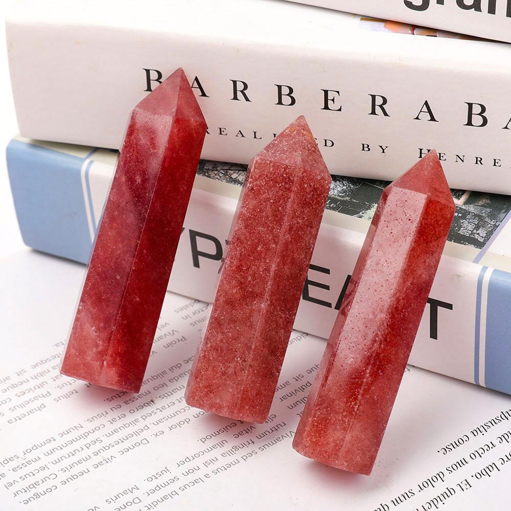 Set of 3 Strawberry Quartz Points Wholesale Crystals