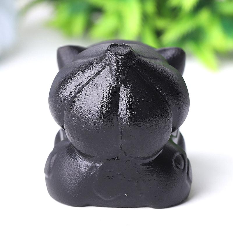 2" Black Obsidian Bulbasaur Crystal Carvings Wholesale Crystals