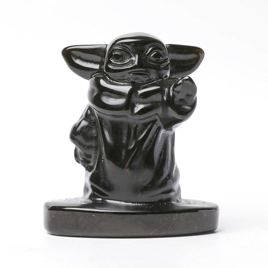 Black Obsidian Master Yoda Crystal Carvings Wholesale Crystals