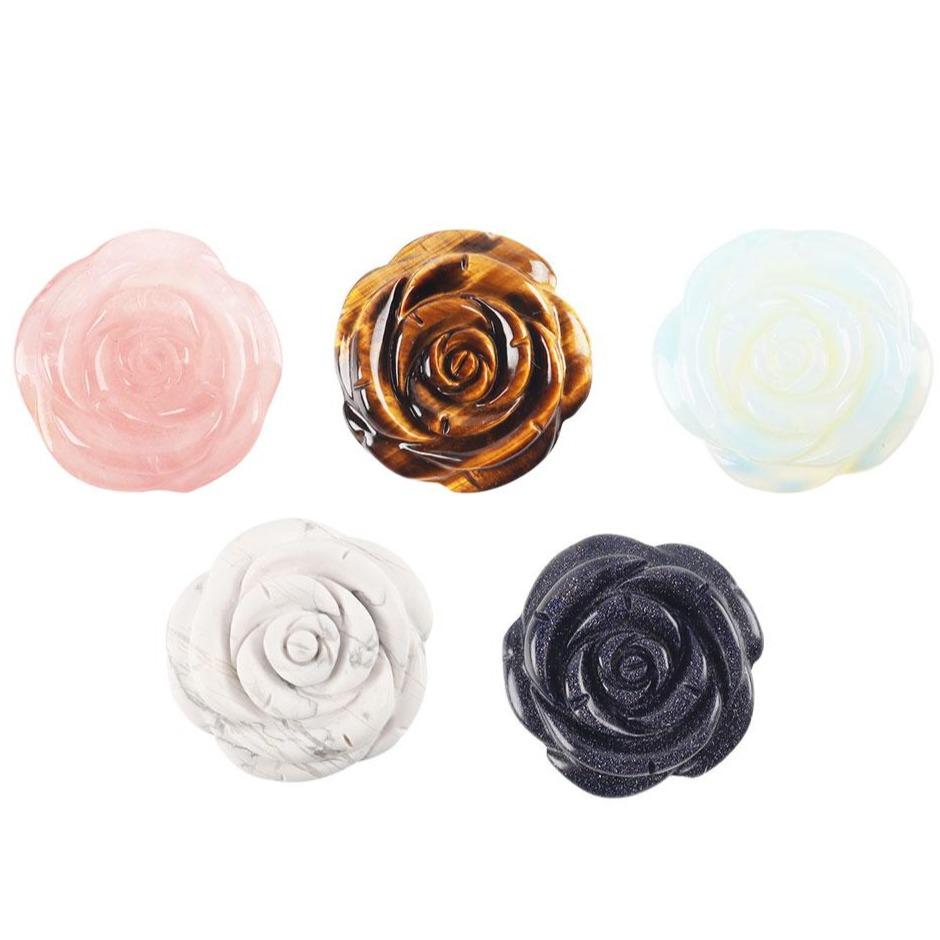 Crystal Flower Pocket Stone Hand Carved Gemstone Flower Healing Crystal Rose Flower For Sale Wholesale Crystals