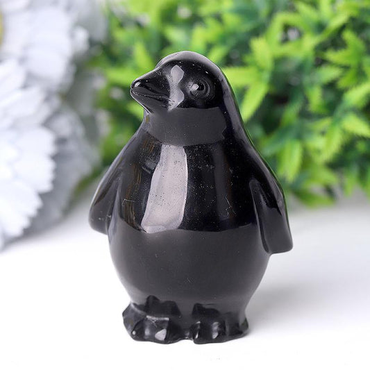 3.2" Silver Obsidian Penguin Crystal Carvings Wholesale Crystals