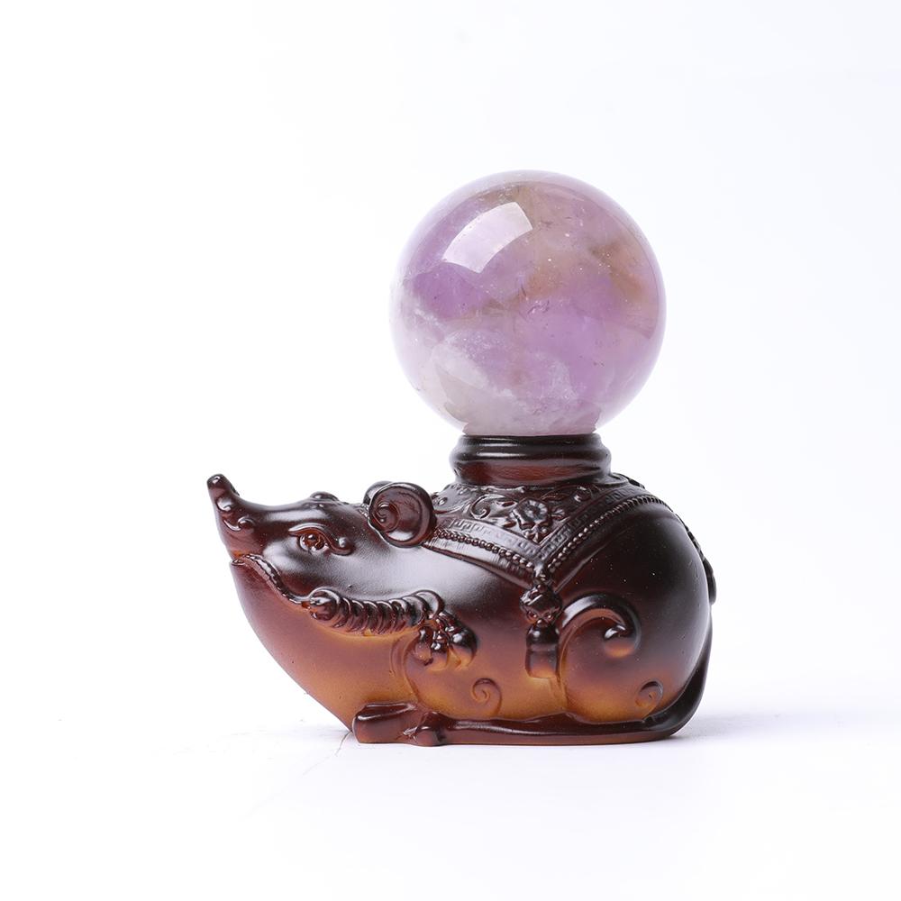 Resin Lucky Mouse Statue Stand Wholesale Crystals