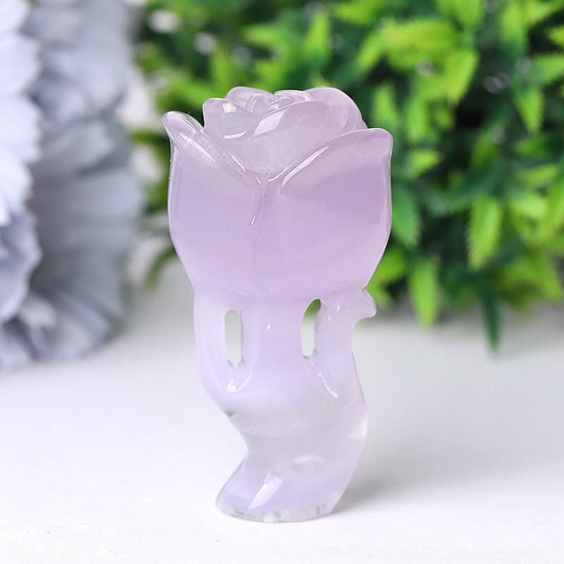 3" Natural Fluorite Rose Flower Carving for Collection Wholesale Crystals