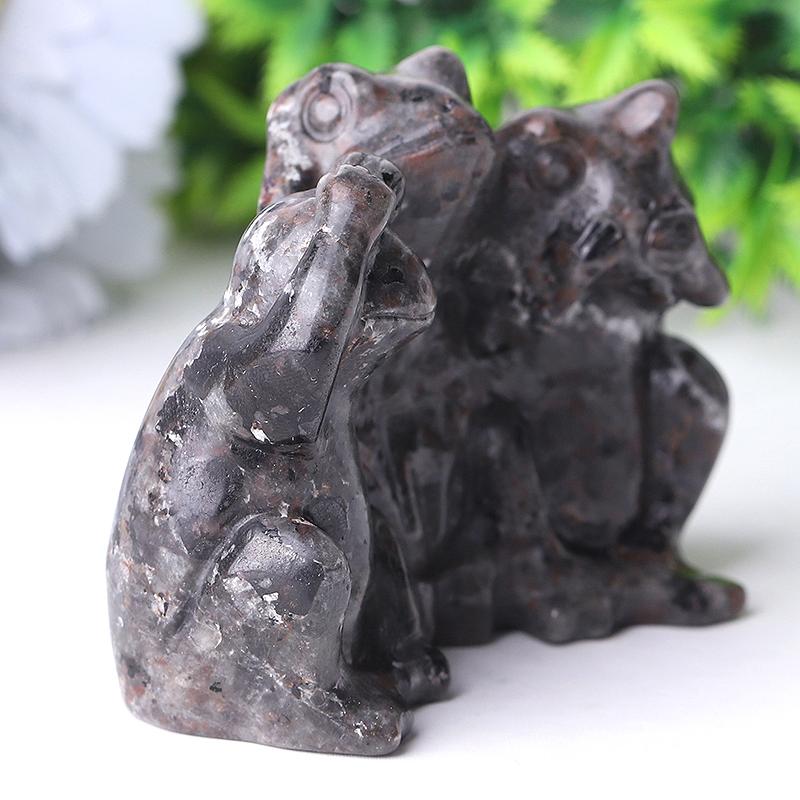 3" Yooperlite Frog See No Evil, Hear No Evil, Speak No Evil, Crystal Carvings Wholesale Crystals