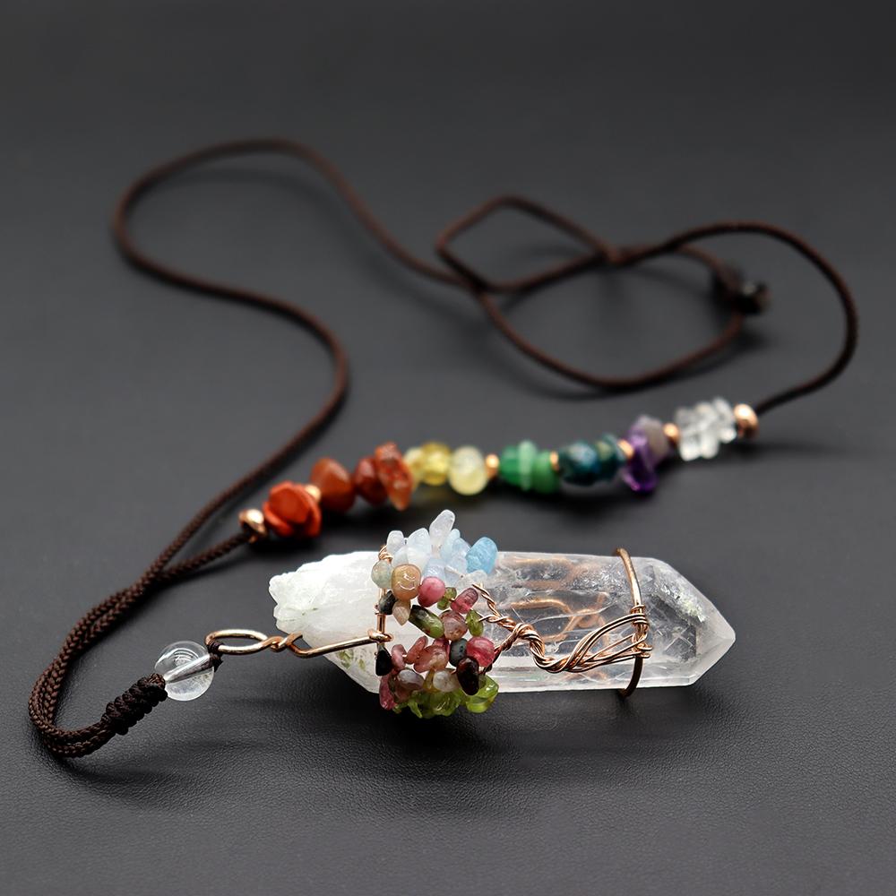 Clear Quartz Life Tree Chakra Necklace Wholesale Crystals