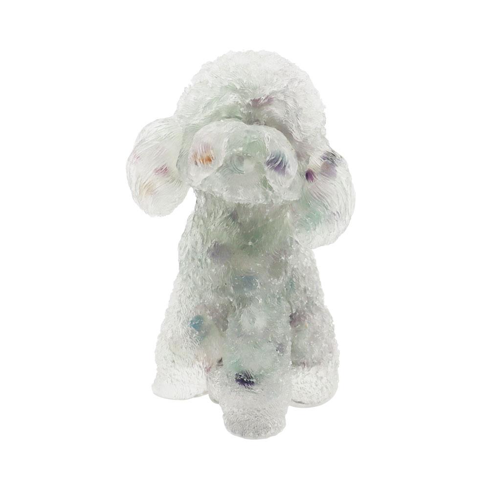 Resin Dog Figurines with Fluorite Gravel Toy Poodle Wholesale Crystals