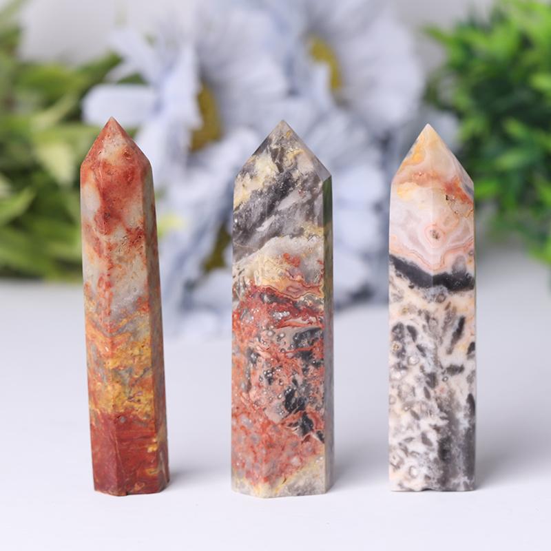 Natural Crystal Healing Wand Gemstone Point Crazy Agate Point Wholesale Crystals