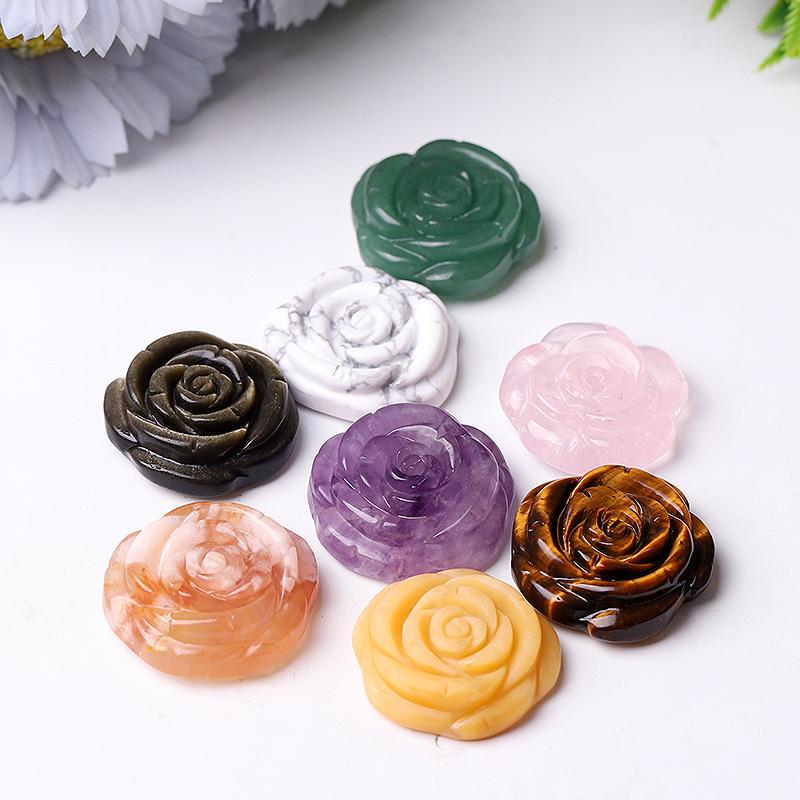 1.2" Rose Flower Crystal Carvings Wholesale Crystals