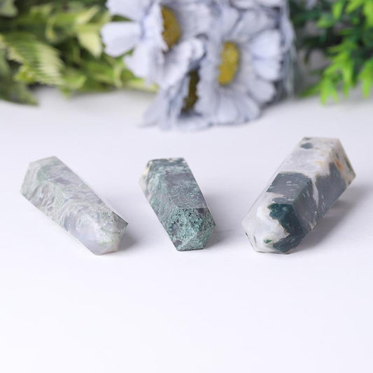 Wholesale Natural Moss Agate Point Healing Stone Wholesale Crystals