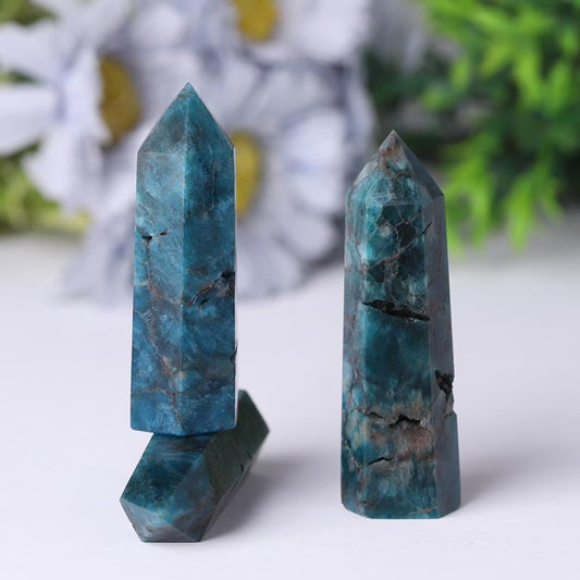 Natural Blue Apatite Point Healing Crystal Tower Wholesale Crystals