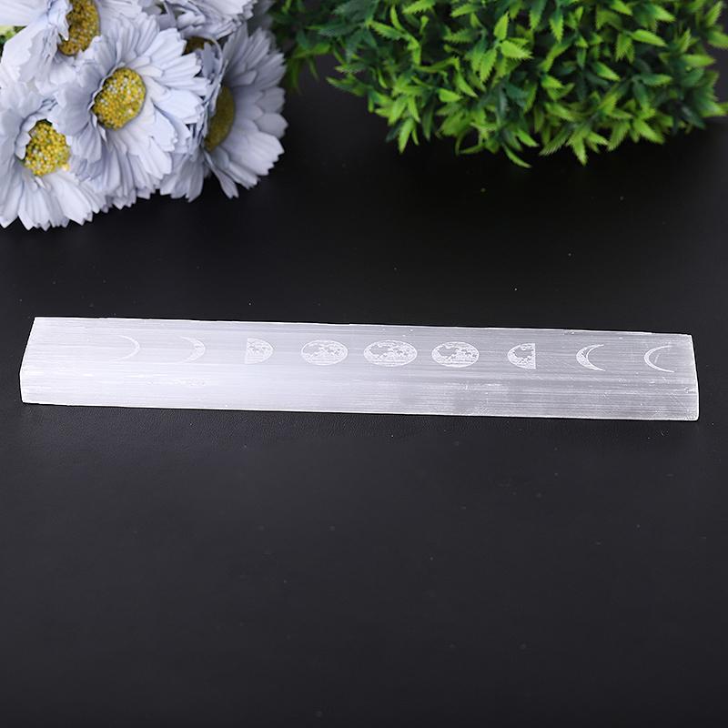 9" Selenite Stick Wand with Laser Engraved Moon Pattern Wholesale Crystals