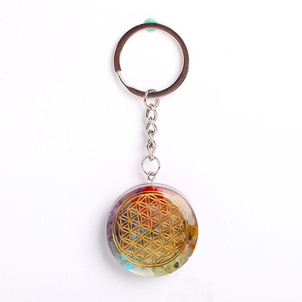 Resin Infused 7 Chakra Crystal Chips Keychain Decor Wholesale Crystals