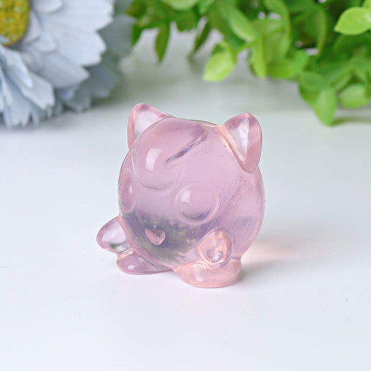 1.6" Pink Opalite Jiggly Puff Crystal Carvings Wholesale Crystals