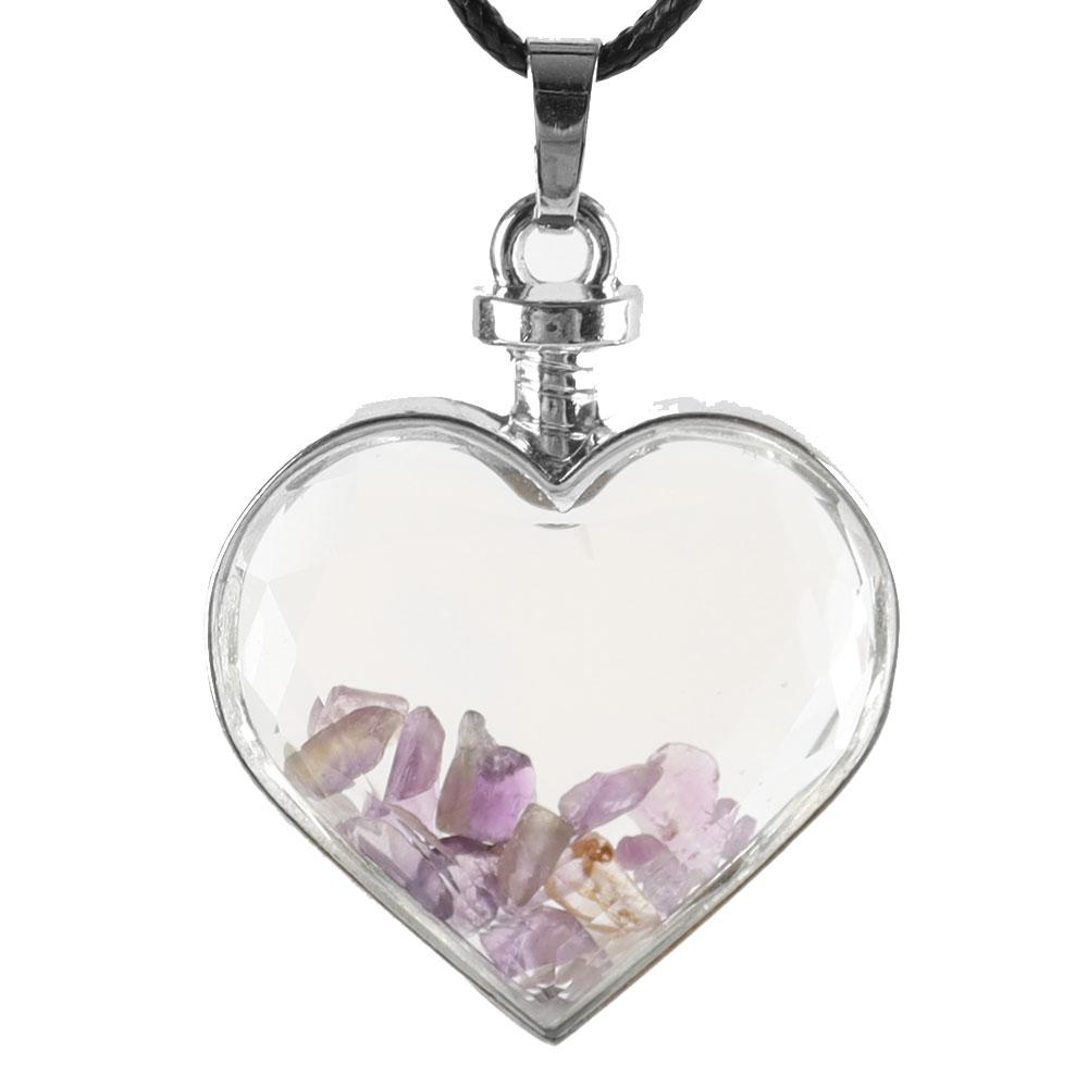 Heart Shaped Crystal Chips Infused Pendant Wholesale Crystals