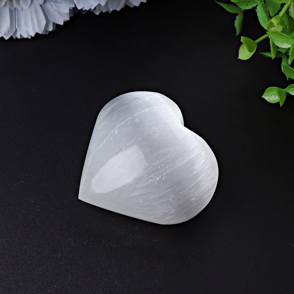 1.7"-2.8" Selenite Heart Crystal Carvings Wholesale Crystals