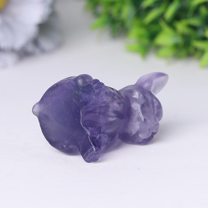 2.5" Wholesale High Quality Fluorite French Bulldog Carving Crystal Dog For Home Decor Wholesale Crystals