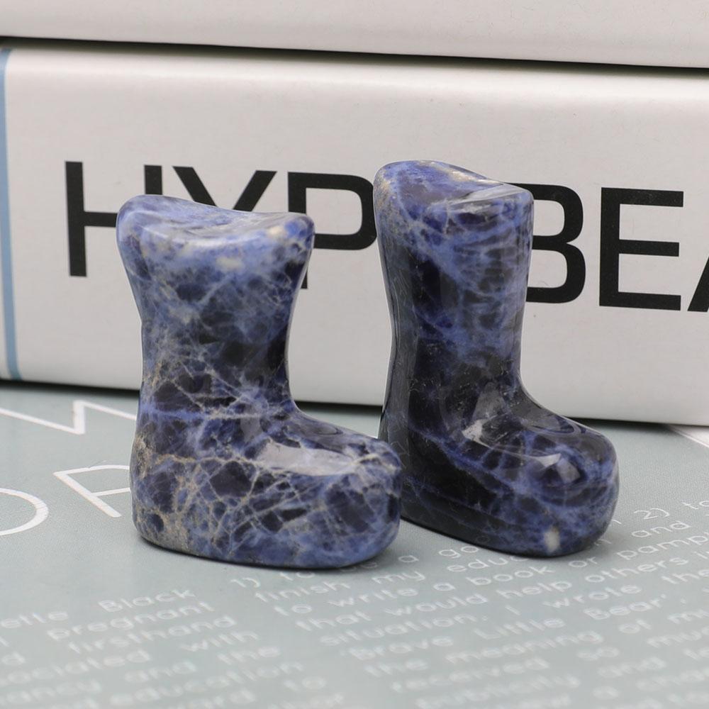 1.5" Set of 2 Sodalite Christmas Boots Carvings Wholesale Crystals