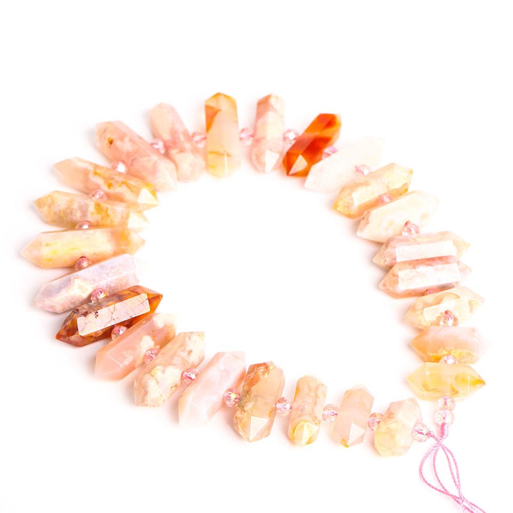 Flower Agate Crystal Point Chain String for DIY Wholesale Crystals