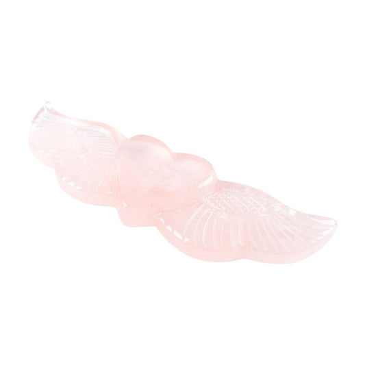 Rose Quartz Carved Heart with Wings Wholesale Crystals