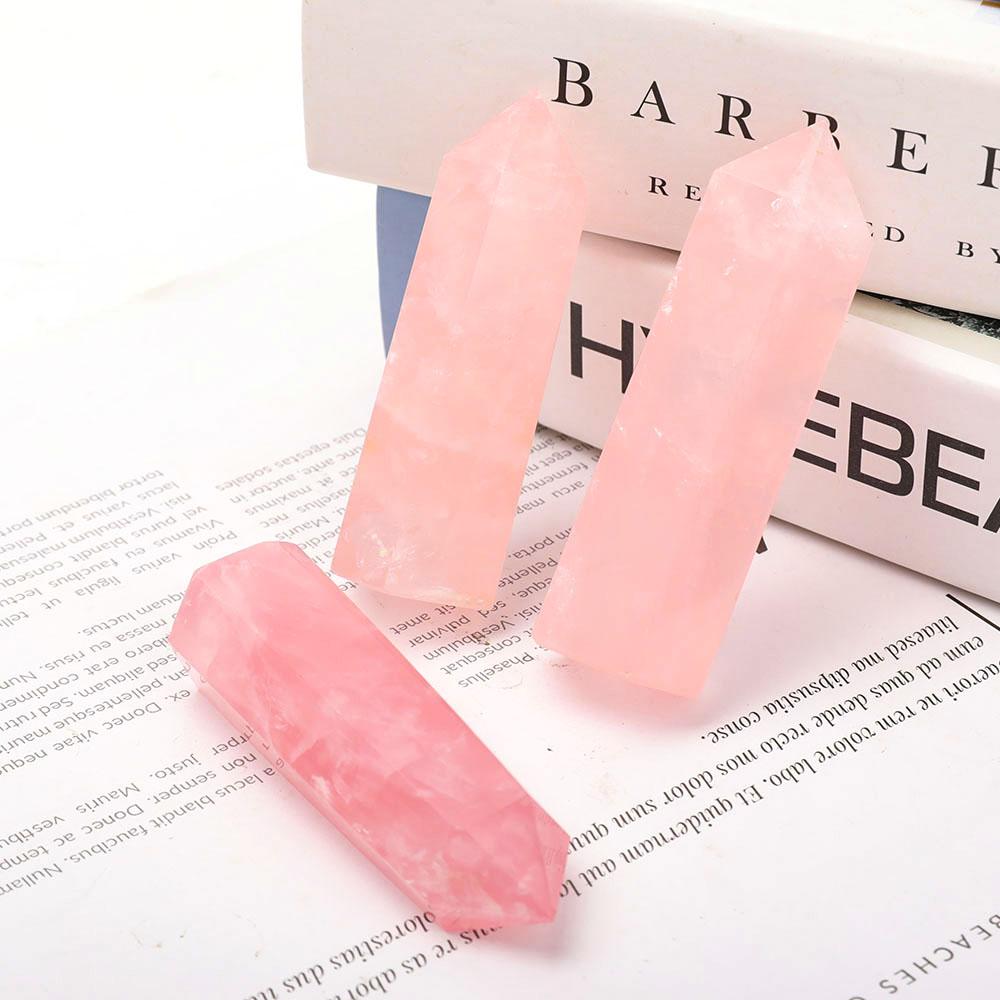 Set of 3 Rose Quartz Points Wholesale Crystals