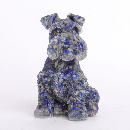 Lapis Gravel Resin Dog Figurines Schnauzer Wholesale Crystals