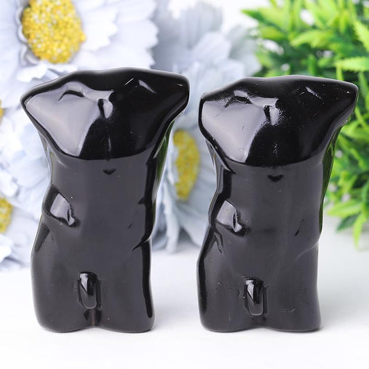 2.0-3.0" Black Obsidian Man Body Crystal Carvings Wholesale Crystals