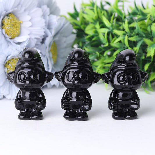 2.5" Black Obsidian Smurfs Crystal Carvings Wholesale Crystals