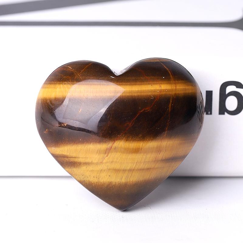 2" Tiger's Eye Heart Crystal Carvings Wholesale Crystals