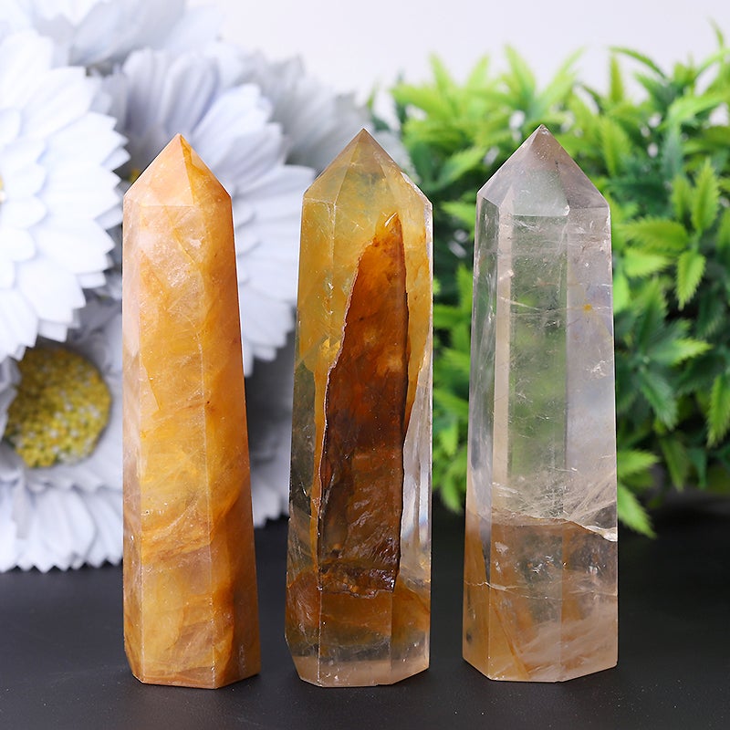 3.5" Set of 3 Golden Healer Crystal Points Wholesale Crystals