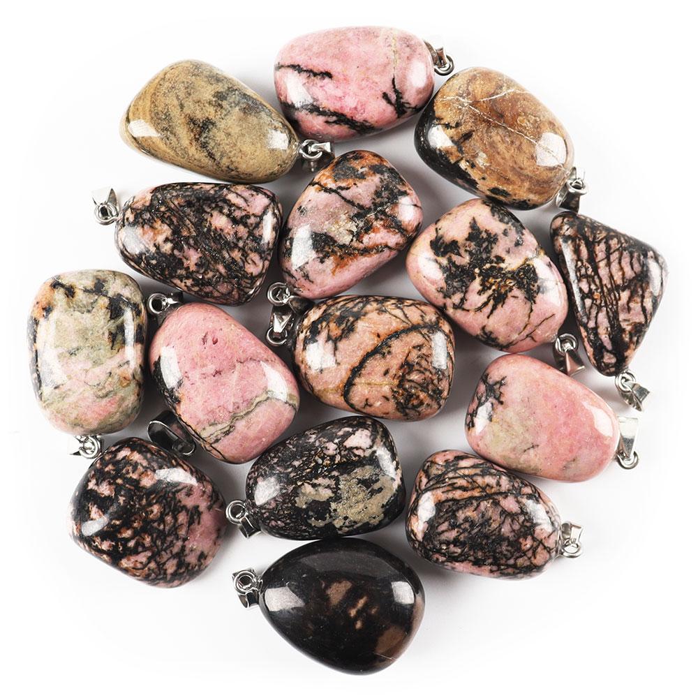 Natural Rhodonite Healing Crystal Polished Stones Irregular Crystal Pendant for Gift Wholesale Crystals