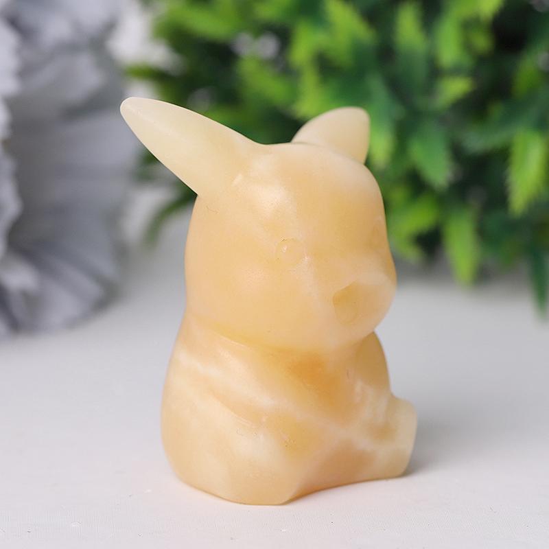 2" Orange Calcite Pikachu Crystal Carvings Wholesale Crystals