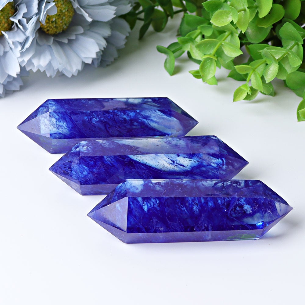 3.5"-4.0" Blue Smelting Double Terminated Crystal Points Wholesale Crystals