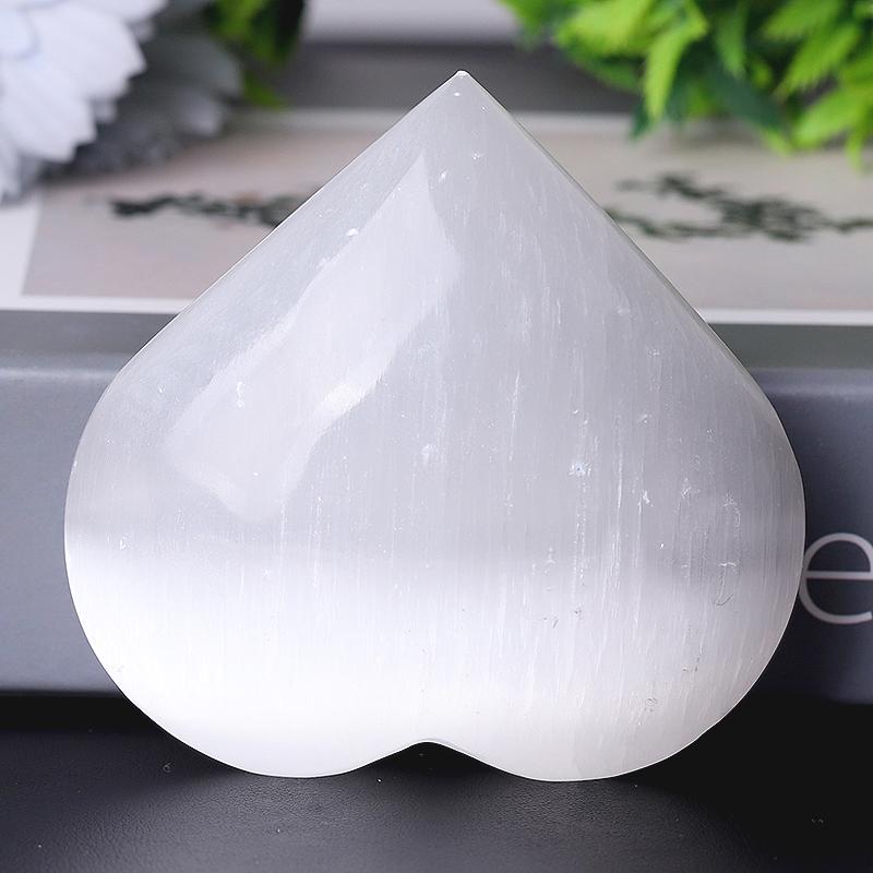 3" Selenite Heart Shape Carving Wholesale Crystals