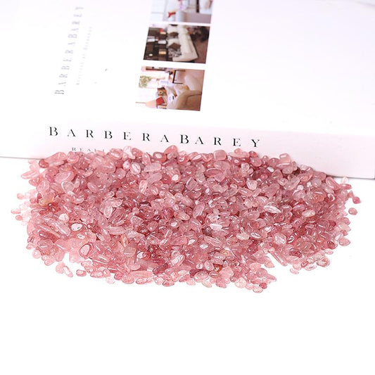 0.1kg Different Size Natural Strawberry Quartz Chips Crystal Chips for Decoration Wholesale Crystals