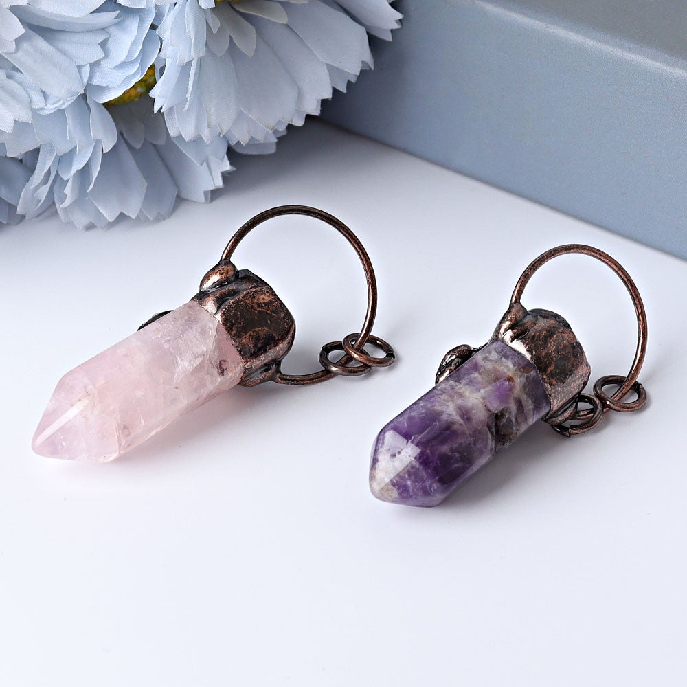 2.4" Amethyst Rose Quartz with Kyanite Pendant for DIY Wholesale Crystals