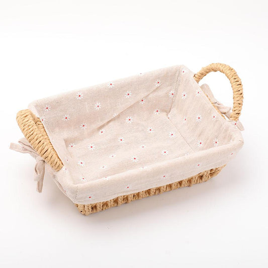 Straw Basket with Linen Lining Wholesale Crystals