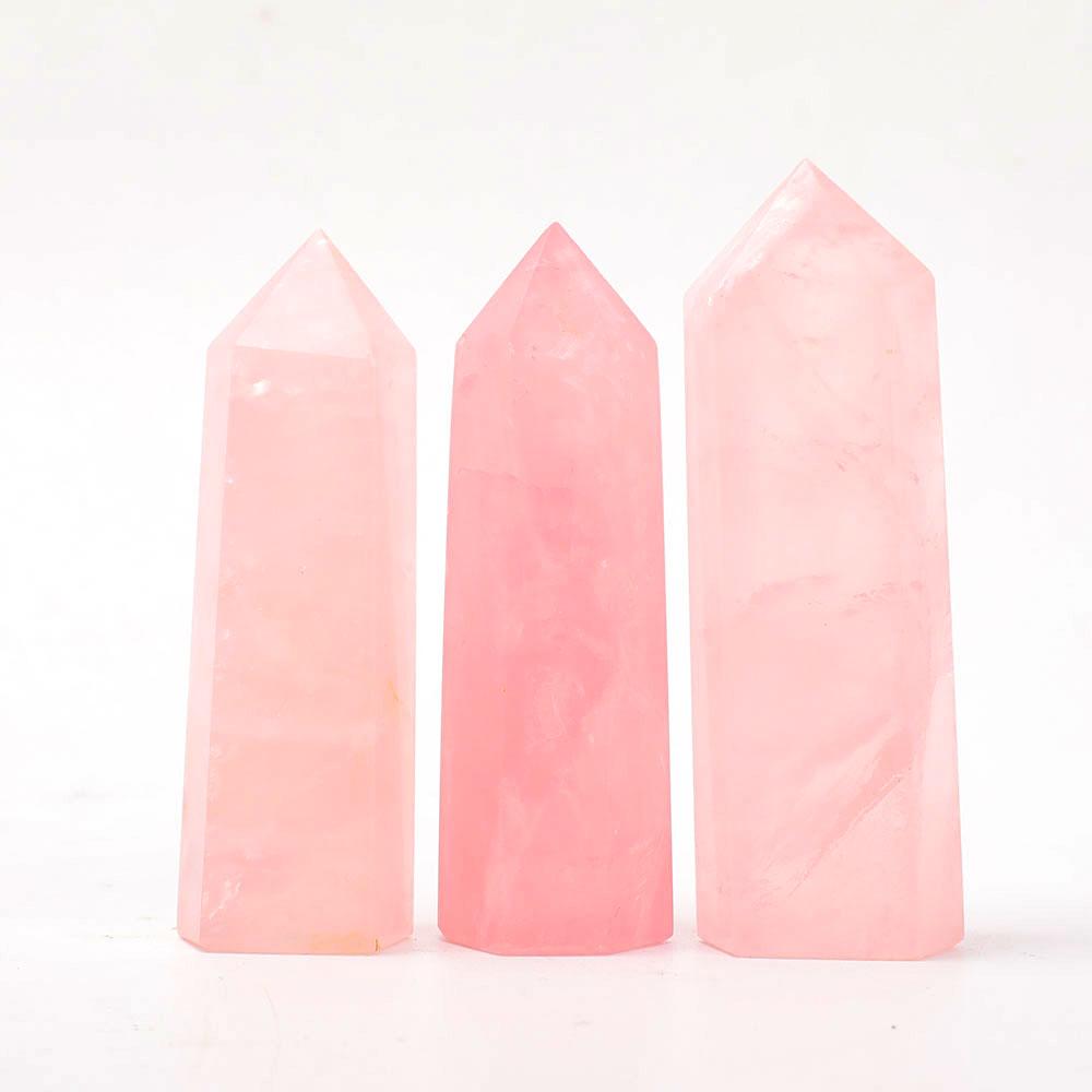 Set of 3 Rose Quartz Points Wholesale Crystals