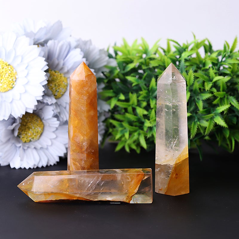 3.5" Set of 3 Golden Healer Crystal Points Wholesale Crystals